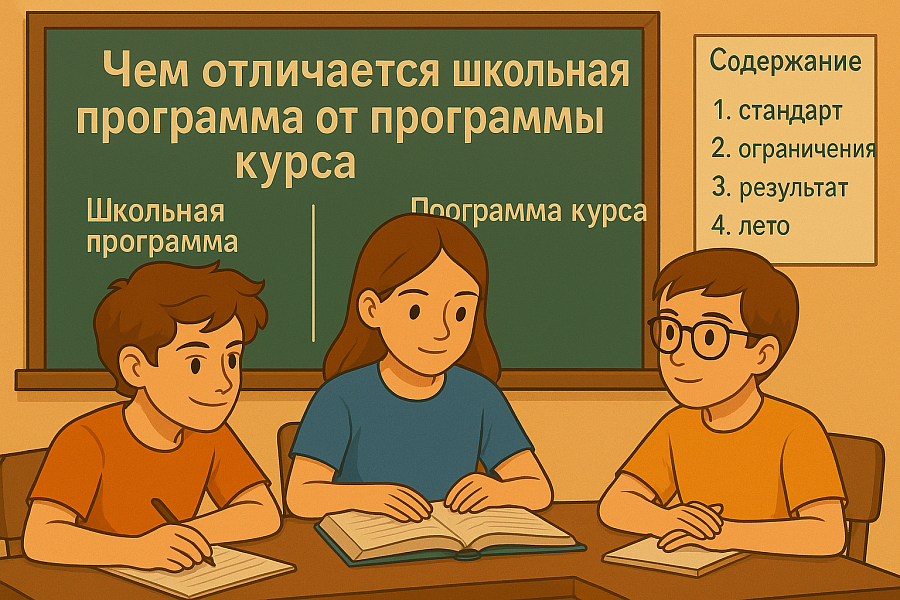 Чем отличается школьная программа от программы курса